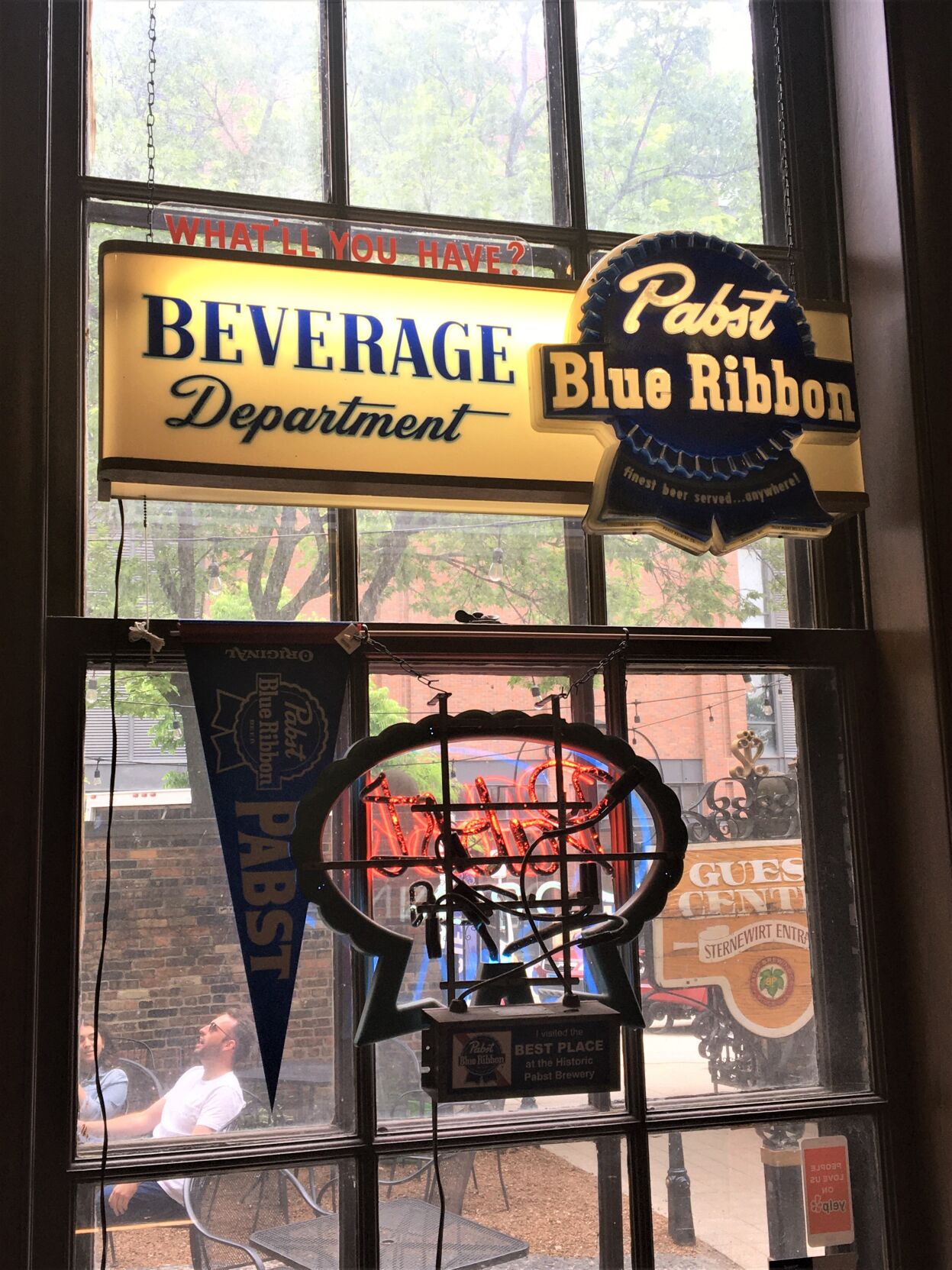 Vintage Pabst Blue Ribbon advertising signage at Best Place in the historic former Pabst brewery in downtown Milwaukee